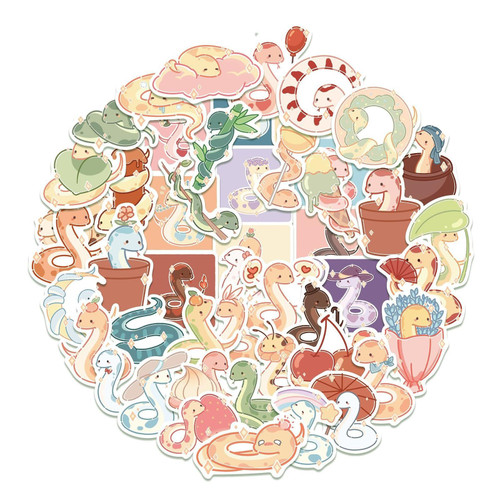 Stickers for Water Bottles,50PCS Cute Cartoon Animal Snake VSCO Vinyl Aesthetic Waterproof Stickers Laptop Hydroflask Skateboard Suitcase Computer Stickers Graffiti Stickers for Teens Kids Girls Gift