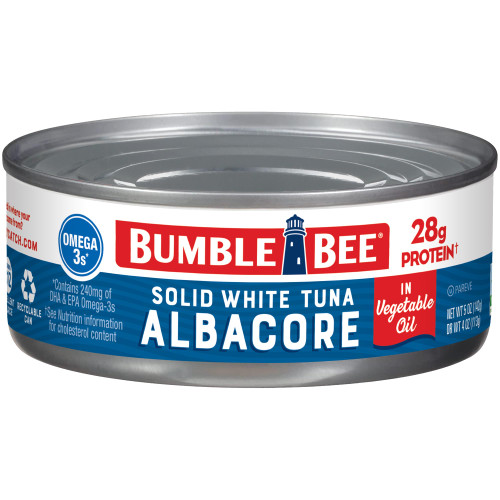 Solid White Albacore Tuna in Oil, 5 oz Can - Wild Caught Tuna - 28g Protein per Serving - Non-GMO Project Verified, Gluten Free, Kosher - Great for Tuna Salad & Recipes