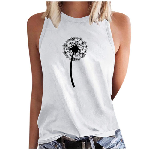 Shirts for Women Fashion Dandelion Printed Tank Tops Summer Simple Basic Tees Workout Tshirt Casual Sleeveless Blouses White Shirts for Women Fashion Dandelion Printed Tank Tops Summer Simple Basic Tees Workout Tshirt Casual Sleeveless Blouses White