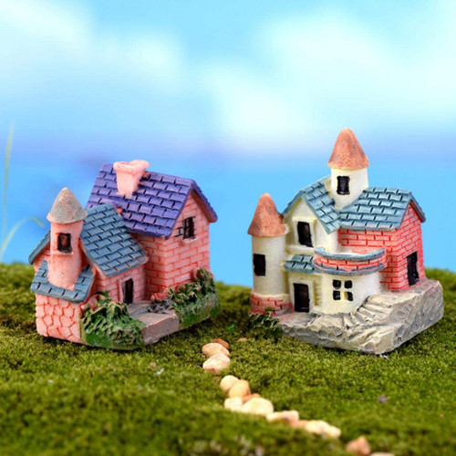 Miniature Garden Ornaments Miniature Figurines Resin Castle House Doll House Fairy Garden Decoration Micro Landscape Home Decor
