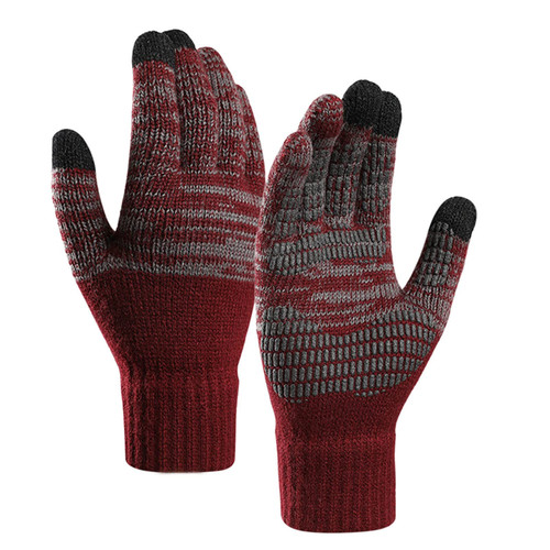 Winter Knit Gloves Women Men Touchscreen Anti-Slip Cold Weather Warm Gloves Full Finger Mittens (Hot Pink)