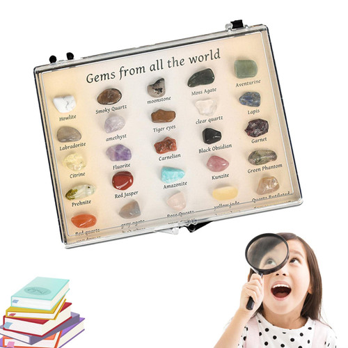 Natural Rock and Geology Mineral Education Set | Natural Crystal Collection Specimen Box,Studying Geology and Earth Science Ldentification Kit for Birthday