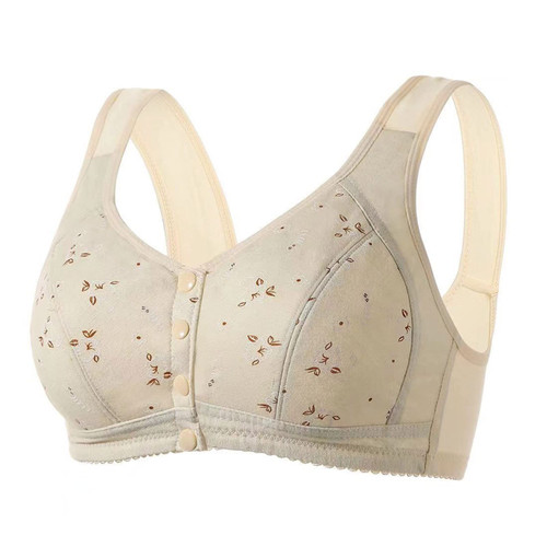 Deals Daisy Bra for Seniors, Womens Bras Comfortable No Underwire Front Closure Bra Crop Top Push up Full Coverage Bralette Womens Bras no Underwire Full Support Push up Beige M