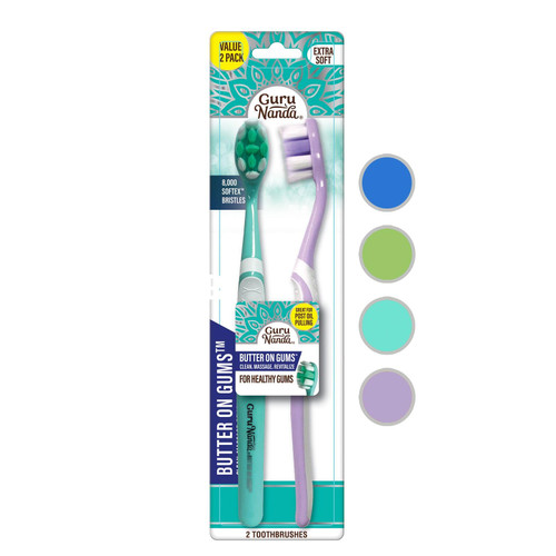 Butter on Gums Toothbrush with Extra Soft Bristles for Sensitive Gums, Soft Toothbrush for Kids & Adults, 2 ct