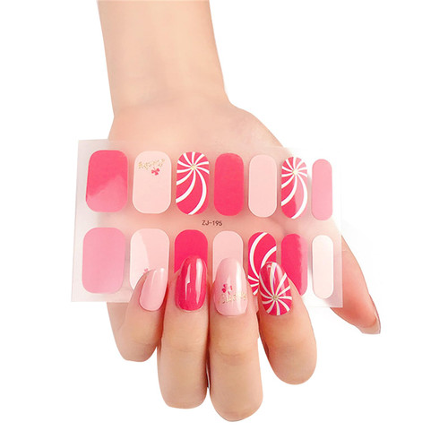 16 Strips Nail Polish Sticker Nail Strips Nail Stickers Summer Nail Polish Strips Nail Wraps Stickers Self Adhesive Self-adhesive Nail Polish Strips Nail Polish Wraps