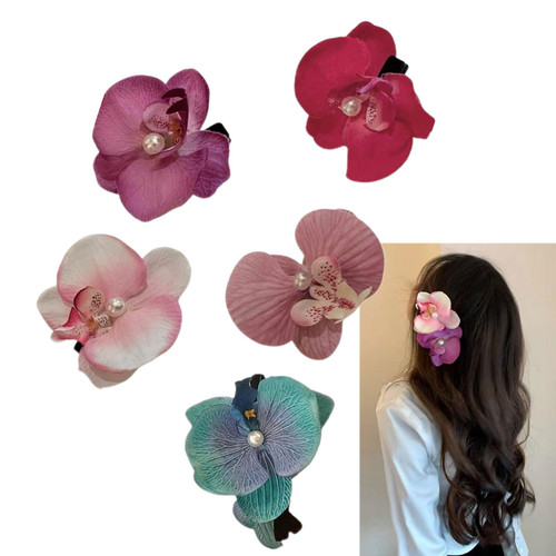 5 Pcs Artificial Flower Hair Clip Phalaenopsis Orchid Hairpin Barrette Headdress Bobby Pins Headwear Hair Accessories for Women Girl Seaside Holiday 5 Pcs Artificial Flower Hair Clip Phalaenopsis Orchid Hairpin Barrette Headdress Bobby Pins Headwear Hair Accessories for Women Girl Seaside Holiday