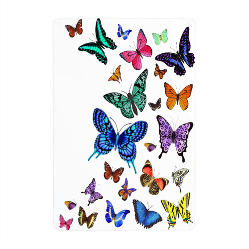 Butterfly Vintage Metal Tin Sign Wall Art Decor, Aluminum Metal Poster Office Sign Decor Wall Decor for Toilet Home Funny Retro Tin Plaque Gift Indoor Garden Signs Bar Signs 8"x12" Inch