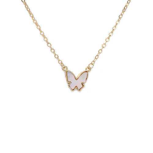 Dainty Gold Butterfly Pendant Necklace 14K Gold Plated Seashell Butterfly Necklace Simple Triangle Cubic Zirconia Necklace Trendy Dainty Gold Jewelry for Women Girl