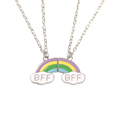 BFF Best Friend Necklaces Gifts for 2 Girls Matching Friendship Necklace for Women Friends Rainbow Necklace for BFF Bestie Christmas Birthday Gifts for Best Friends Sisters