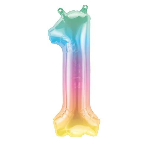 16" Number 1-Jelli Ombre (Airfill Foil Balloon, Multicolor