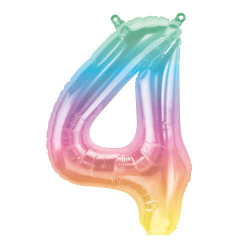 16" Number 4-Jelli Ombre (Airfill Foil Balloon, Multicolor
