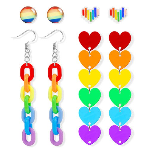 6 Pairs Rainbow Earrings for Women Pride Earrings Lightweight Rainbow Chain Earrings Heart Rainbow Stud Earrings Rainbow Taseel Earrings Heart Rainbow Drop Earrings for Girls 6 Pairs Rainbow Earrings for Women Pride Earrings Lightweight Rainbow Chain Earrings Heart Rainbow Stud Earrings Rainbow Taseel Earrings Heart Rainbow Drop Earrings for Girls