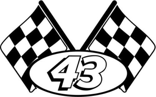 Checkered Flag Racing Number 43 Graphic Car Truck Window Decal Sticker - Die Cut Vinyl Decal for Windows, Cars, Trucks, Tool Boxes, laptops, MacBook - virtually Any Hard, Smooth Surface