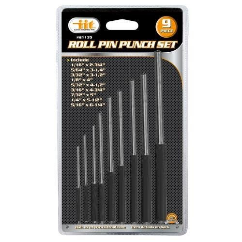 IIT 21135 Roll Pin Pilot Punch Set Punches Tools, 9 Piece