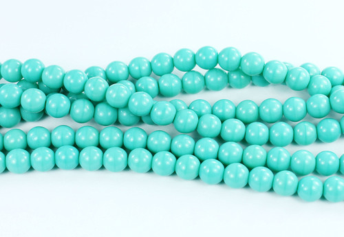 50 Turquoise Czech Pressed Glass Druk Round Beads 6mm