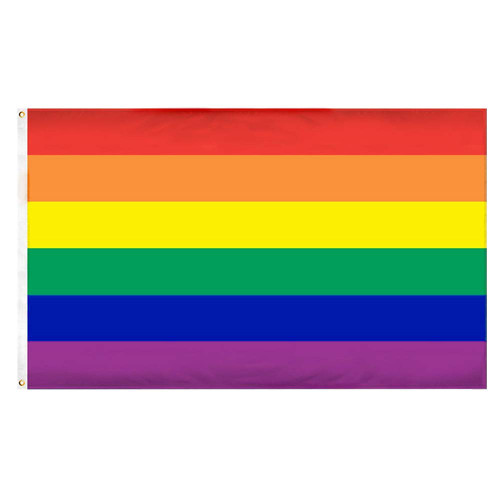 Rainbow Flag Gay Pride Banner Flag LGBT Flag Rainbow Party Supplies Polyester Canvas with Brass Grommets Flagpole LGBT for Mardi Gras Gay Pride, 59x35 inches