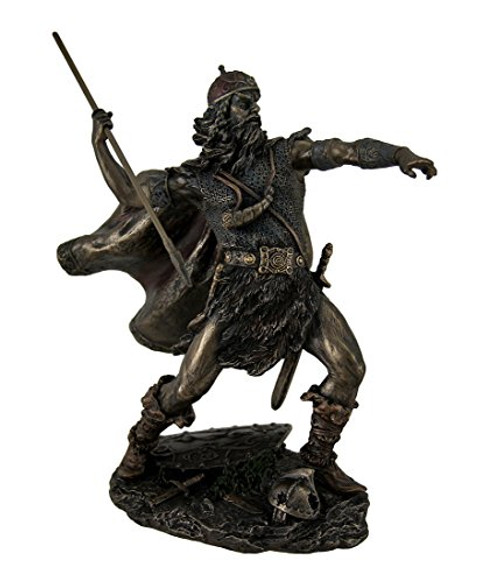 Resin Statues Viking Warrior In Armor Throwing Spear Decorative Bronze Finish Statue 8 Inch 7.5 X 7.75 X 6 Inches Bronze