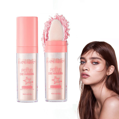 Polvo De Hadas HANDAIYAN Fairy Highlight Patting Body Brightens the Natural Three-dimensional Makeup Powder Blusher (02# Fairy Pink)