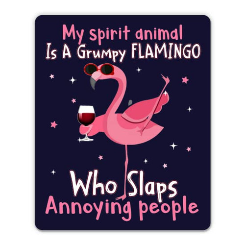 My Spirit Animal is a Grumpy Flamingo Sticker - 3" Laptop Sticker - Waterproof Vinyl for Car, Phone, Water Bottle - Funny Beach Decal