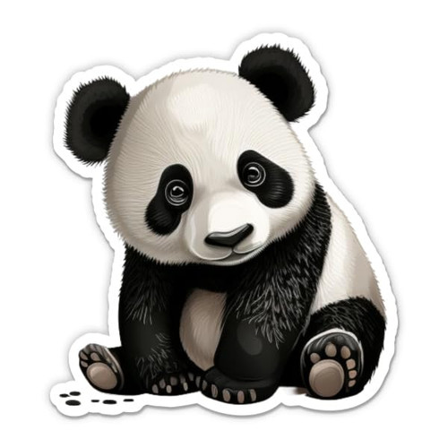Panda Sticker - 3" Laptop Sticker - Waterproof Vinyl for Car, Phone, Water Bottle - Black and White Cute Decal