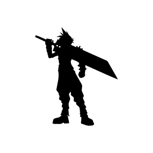 Cloud Buster Sword Sticker Vinyl Decal Notebook Car Window Laptop 6"x 7" (Black)