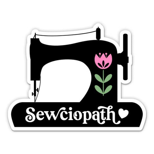 Sewciopath Sticker - 3" Laptop Sticker - Waterproof Vinyl for Car, Phone, Water Bottle - Funny Sewing Decal