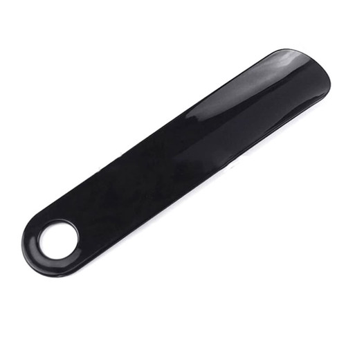 Plastic Shoe Horn, 7.7'' Simple Travel Shoehorn Reusable Shoe Helper Black Shoe Spoon with Hook Hole for Men, Women,Seniors& Kids