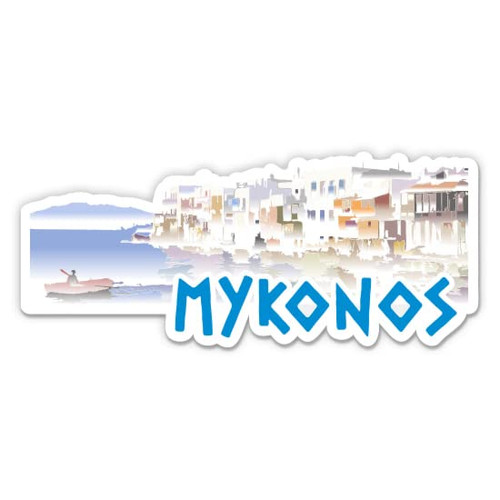 Mykonos Greece Sticker - 3" Laptop Sticker - Waterproof Vinyl for Car, Phone, Water Bottle - Mykonos Decal