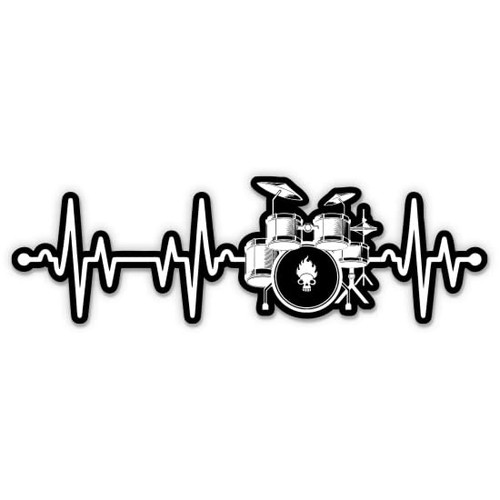 Drummer Heartbeat Sticker - 3" Laptop Sticker - Waterproof Vinyl for Car, Phone, Water Bottle - Drummer Drums Decal