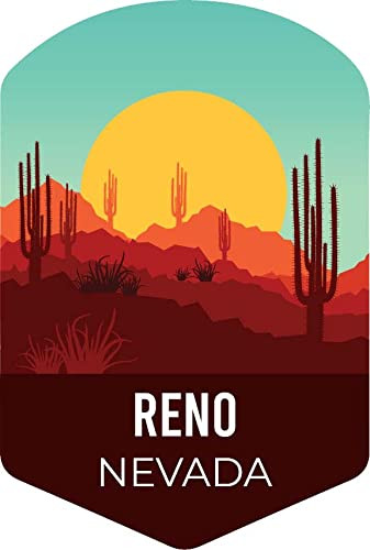 Reno Nevada Souvenir 2-Inch Vinyl Decal Sticker Cactus Desert Design