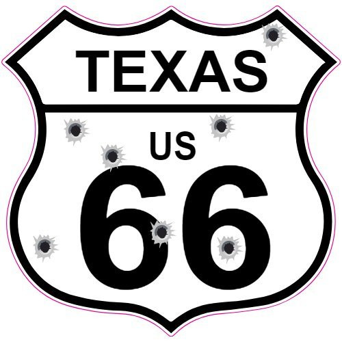 U.S. Custom Stickers Texas Route 66 Bullet Hole Road Sign Sticker 5 Inch