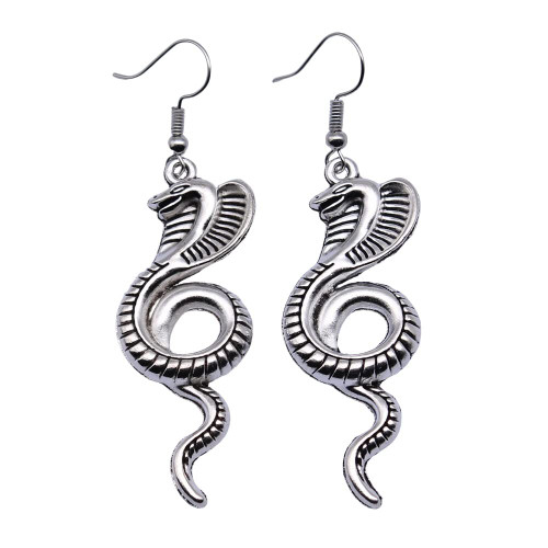 Cobra Charms Antique Silver Color male earring earrings hoops earnings 49x19mm 1pair Cobra Charms Antique Silver Color male earring earrings hoops earnings 49x19mm 1pair