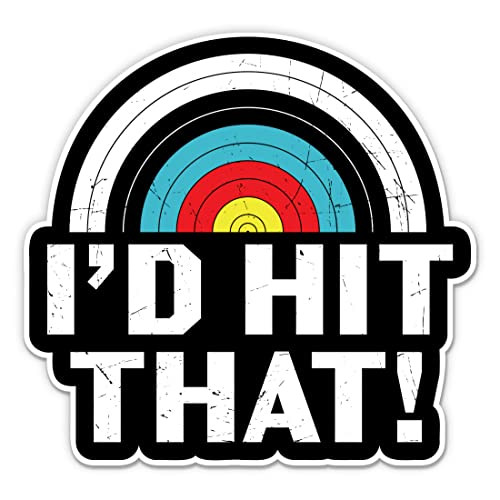Id Hit That Funny Archery Sticker - 3" Laptop Sticker - Waterproof Vinyl for Car, Phone, Water Bottle - Archery Target Decal
