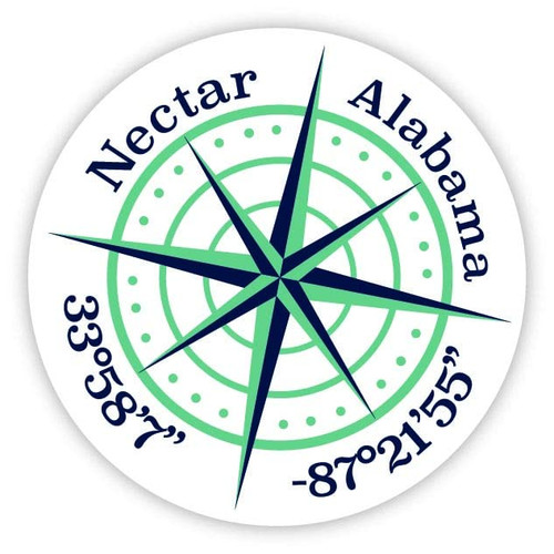 Nectar Alabama 2-Inch Vinyl Decal Sticker Latitude Longitude Compass Design Nectar Alabama 2-Inch Vinyl Decal Sticker Latitude Longitude Compass Design