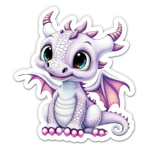 Cute Dragon Sticker - 3" Laptop Sticker - Waterproof Vinyl for Car, Phone, Water Bottle - Fantasy Dragon Decal