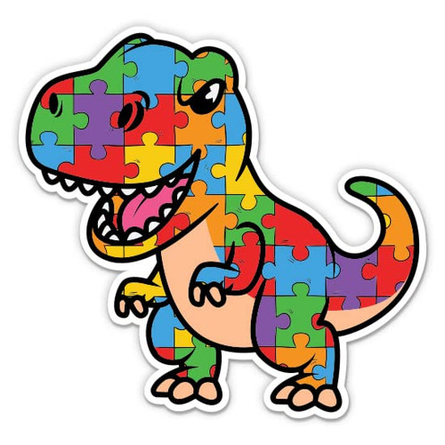 Autism Dinosaur Sticker - 3" Laptop Sticker - Waterproof Vinyl for Car, Phone, Water Bottle - Autism Awareness Decal Autism Dinosaur Sticker - 3" Laptop Sticker - Waterproof Vinyl for Car, Phone, Water Bottle - Autism Awareness Decal