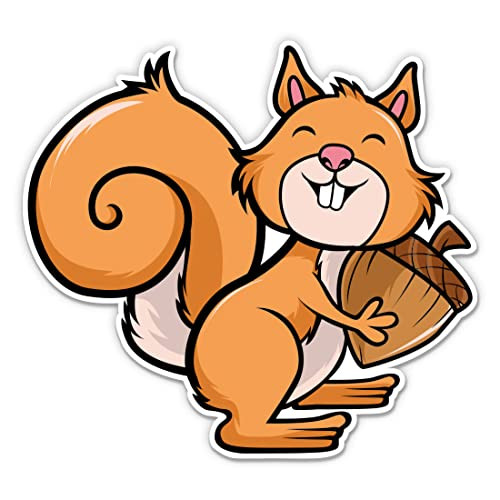 Funny Squirrel with Nut Sticker - 3" Laptop Sticker - Waterproof Vinyl for Car, Phone, Water Bottle - Squirrel Decal