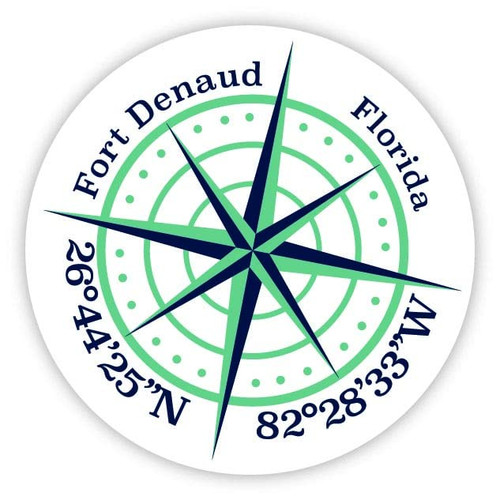 Fort Denaud Florida 2-Inch Vinyl Decal Sticker Latitude Longitude Compass Design