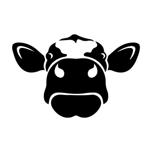 Cow Face Silhouette Decal Notebook Car Laptop 5.5" (Black)