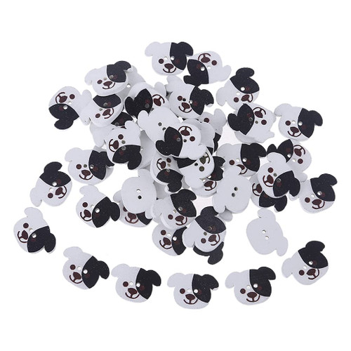 50pcs Cartoon Dog Head Shape Wooden Buttons,Wooden Sewing Buttons,2 Holes Wooden Painting Buttons for Sewing DIY Crafts