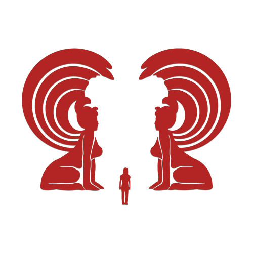 Neverending Story Sphinxes Sticker Vinyl Decal Notebook Car Laptop 5.5" x 4" (Red)