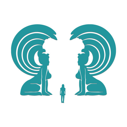 Neverending Story Sphinxes Sticker Vinyl Decal Notebook Car Laptop 5.5" x 4" (Teal)