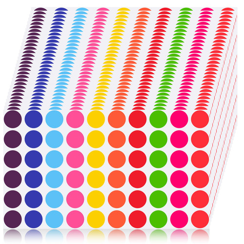 1" Colored Dot Stickers, 1740 PCS Label Sticker Round Color Coding Labels, 10 Color Circle Dots Labels Circle Stickers for Office,Classroom,Family