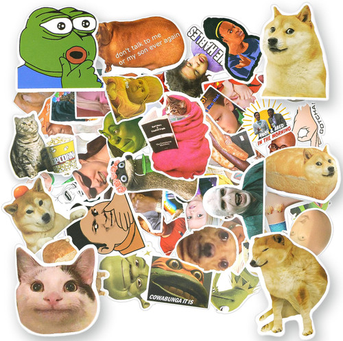 Funny Meme Stickers, 50PCS Popular Emoticon Stickers Lconic Emoticon Waterproof Vinyl Stickers Aesthetic Trendy Decals for Adults Kids Water Bottles Book Laptops Scrapbook Skateboard