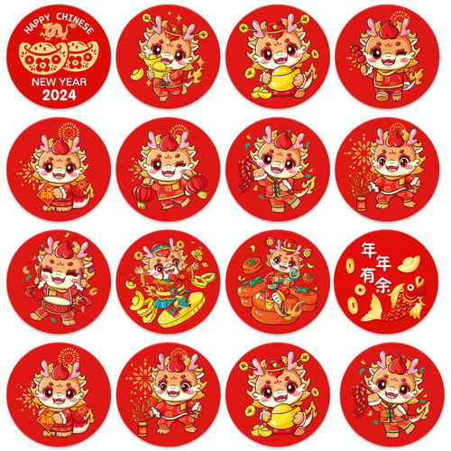 120PCS Chinese New Year Candy Stickers 2024 Chinese New Year Decorations Lunar New Year Dragon Sticker for Spring Festival Year of The Dragon 2024 Decorations Party Favor Supplies