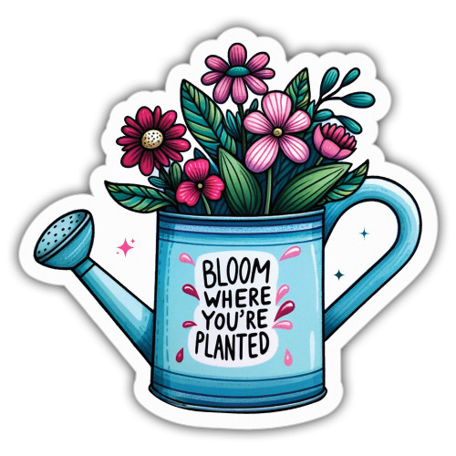 Motivational Stickers Inspirational Stickers Bloom Where You're Planted Cool Vinyl Stickers, Weather-Resistant Sticker for Water Bottles, Laptop, Window, Car Size 3"