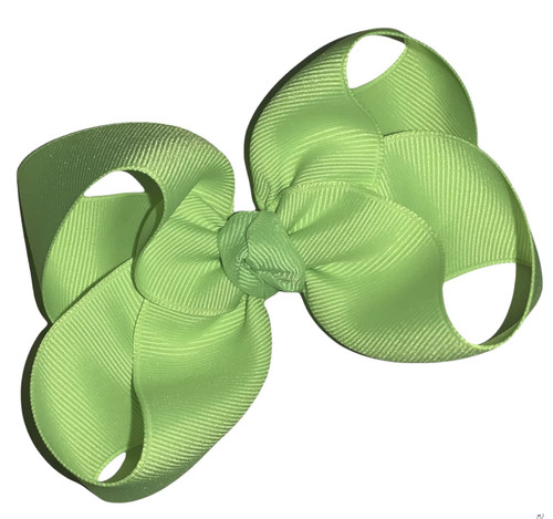 Solid Neon Lime Boutique Hair Bow 4" MADE IN USA