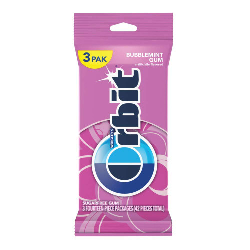Bubblemint Chewing Gum Sugar Free, 3 Packs of 14-Pieces (42 Total Pieces)