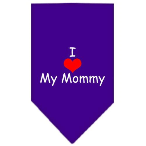 I Heart My Mommy Screen Print Bandana for Pets, Small, Purple