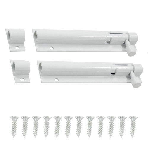 2 Pcs 4 Inch Barrel Bolt Latch, Heavy Duty Sliding Door Latch Aluminum Alloy Mini Slide Bolt Latch Small Sliding Lock Door Lock for Security Gate Warehouse Garage Door Latches(White)